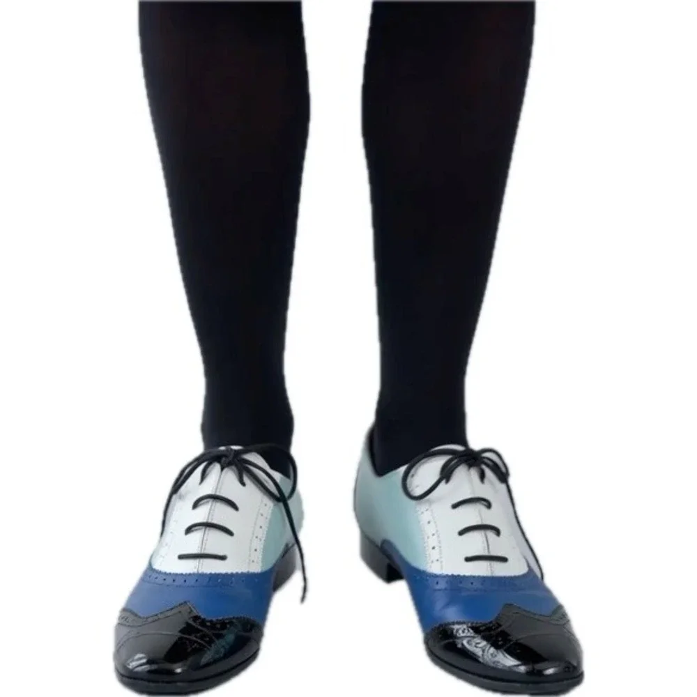 Shoes of Prey Blue Colorblock Leather Wingtip Oxford Brogues 39 UNISEX
